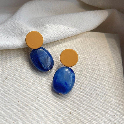 Modern Clashing Blue Earrings For Women Vintage Style Elegant Statement Jewelry
