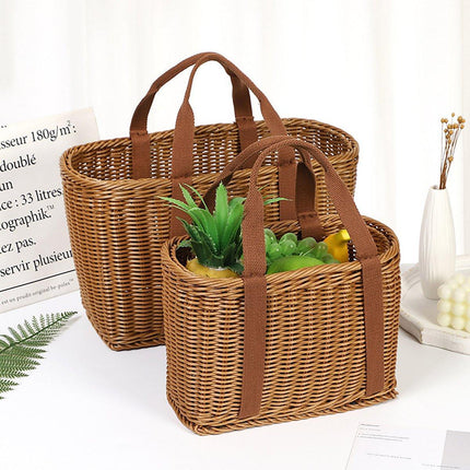Imitation Rattan Woven Basket Shopping Basket Fruit Vegetable Storage Basket