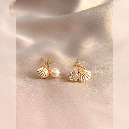 Asymmetrical Starfish Stud Earrings for Women Unique Fashion Jewelry Gift Set