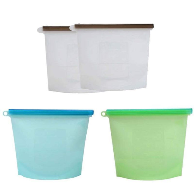 Reusable Silicone Food Storage Bags Leak proof Microwave Freezer Freshness Safe 1000ml*4 - Aimall