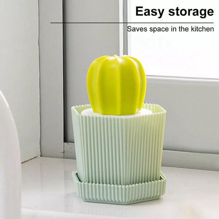 Cactus Dish Scrubber Brush W/Handle Pot Brush Cleaner Brush Kitchen Washer Brush
