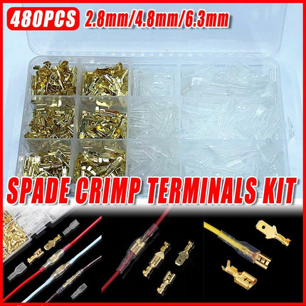 480pcs Spade Crimp Terminals Kit Insulated Electrical Wire Connectors