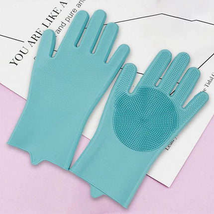 Magic Gloves Dish Washing Silicone Rubber Scrubber Cleaning Glove Waterproof - Aimall
