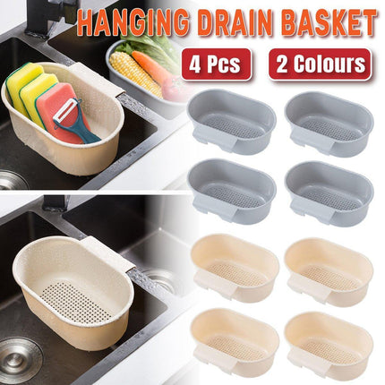 4PCS Multifunctional Sink Drain Basket Hangable Storage Organizer Kitchen Gadget