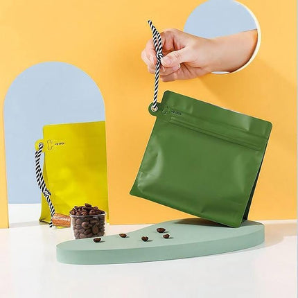 20 Pack Sealed Tea Coffee Bags Heat Seal Zipper Hang Rope Aluminum Foil Storage