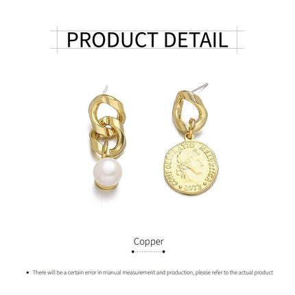 Vintage Textured Coin Earrings Asymmetric Design Fashion Jewelry for Women