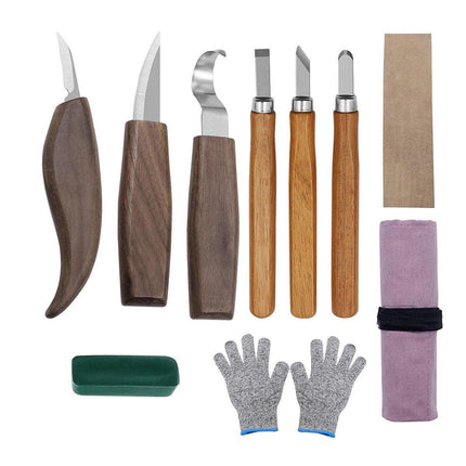 10PCS Wood Carving Tools Set Woodworking Whittling Chisels Cutters Hand Tool Kit