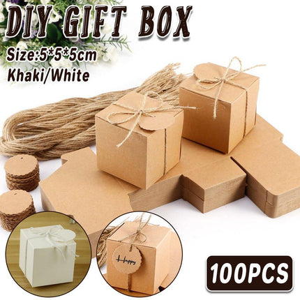 100pcs Vintage Kraft Paper Wedding Sugar Boxes Favors Gift Boxes Party Supplies