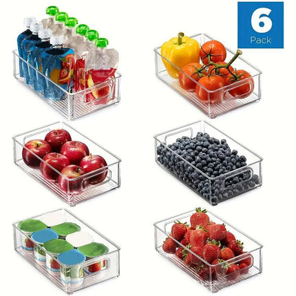6pcs Transparent Fridge Organizer Storage Box for Kitchen and Food Organization