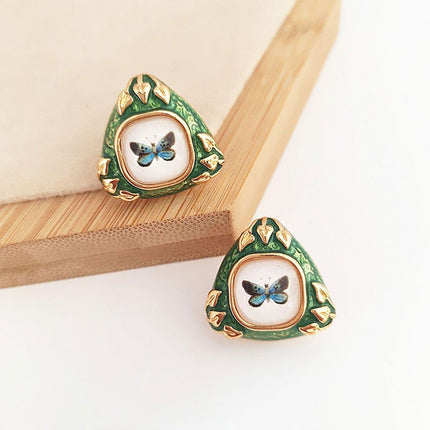Chinese Green Butterfly Earrings Elegant Fashion Jewelry for Women Gift