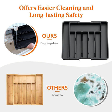 Expandable Cutlery Organizer Adjustable Silverware Drawer Storage Box Tray