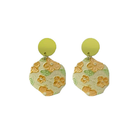 Cute Cartoon Oil Painting Acrylic Earrings Geometric Lace Fashion Jewelry Gift