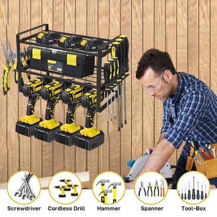 Heavy Duty Power Tool Rack Organizer Wall Mount Drill Holder 3 Layer Storage