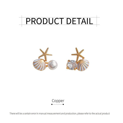 Asymmetrical Starfish Stud Earrings for Women Unique Fashion Jewelry Gift Set