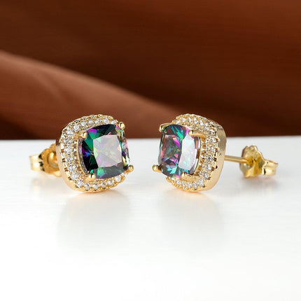 Fashion Earring Buckle Zirconia Stud Earrings Women Elegant Jewelry Accessories