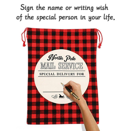 Plaid Christmas Gift Bags Reusable Holiday Apple Pouch Santa Bundle Sacks