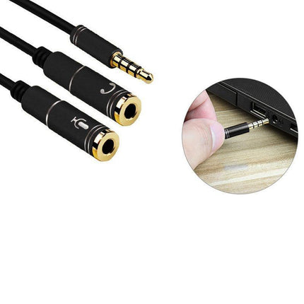 3.5mm AUX Cable Mic Audio Splitter Extension Headphone Adapter Male to Female - Aimall