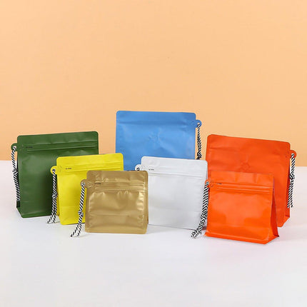 20 Pack Sealed Tea Coffee Bags Heat Seal Zipper Hang Rope Aluminum Foil Storage