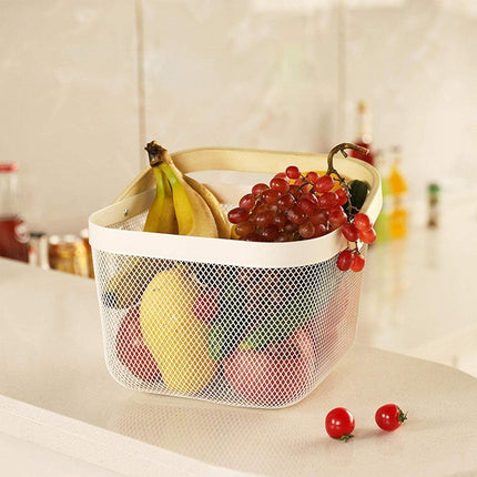 Hollow Iron Storage Basket for Fruit Vegetables Draining Organizer Kitchen Decor