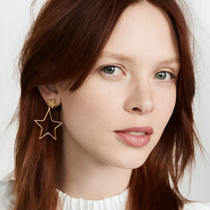 Vintage Openwork Star Earrings Elegant Fashion Jewelry for Women Chic Gift Ideas