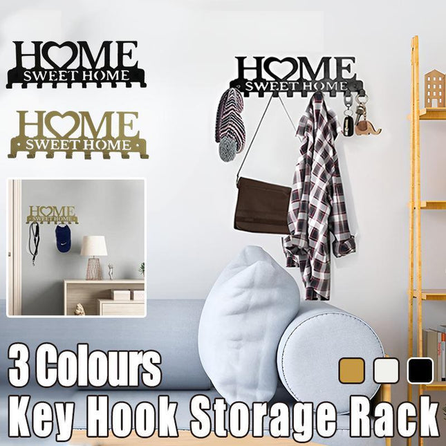 Retro Metal Iron Wall Hanging Mounted 10 Key Hooks Storage Holder Hook Rack - Aimall