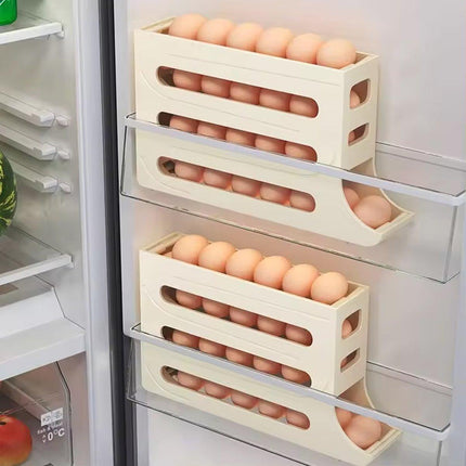 Automatic Scrolling Egg Holder 2/4-Tier Storage Box Container for Refrigerator