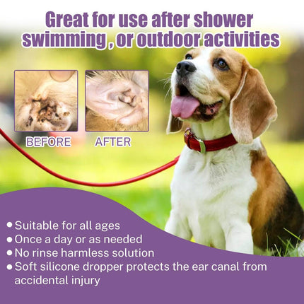 Pet Ear Cleaner Drops for Dogs and Cats Clears Earwax and Eliminates Odors
