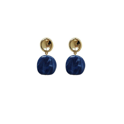 Irregular Blue Earrings For Women Retro Style Elegant Literary Fashion Jewelry