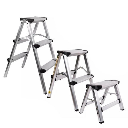 Portable Aluminium 1-3 Step Folding Ladder Anti-Slip Frame Stool for Home Use