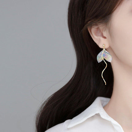 Elegant Fishtail Shaped Earrings For Women Stylish Dangle Jewelry Accessory