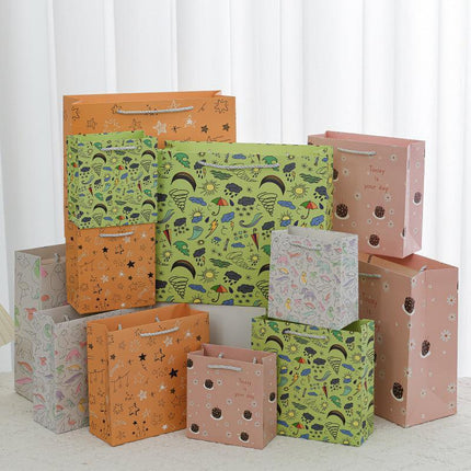 25PCS Cartoon Gift Bags 20x20x8cm Party Favour Paper Tote Bags for Birthday Events