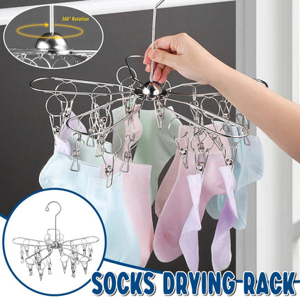 20 Clips Stainless Steel Sock Drying Rack Home Laundry Clothes Clip Hanger
