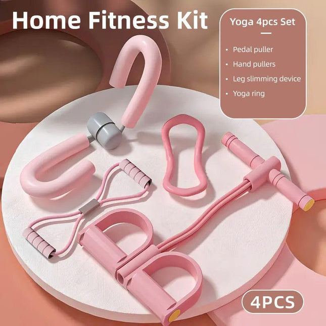 4pcs Pink Yoga Fitness Equipment for Home Workout Stretching and Exercise
