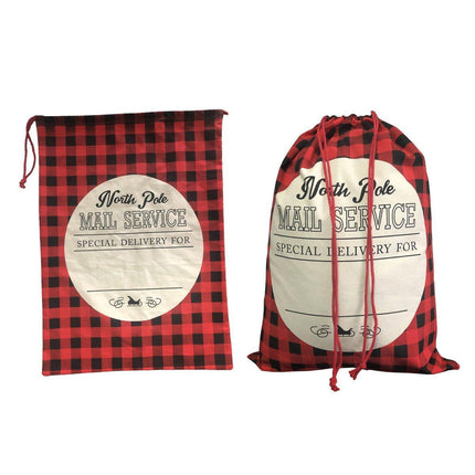 Plaid Christmas Gift Bags Reusable Holiday Apple Pouch Santa Bundle Sacks