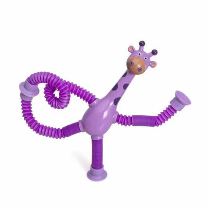 Telescopic Suction Cup Giraffe Tube Toy Stress Relief Light Up Educational Toys - Aimall