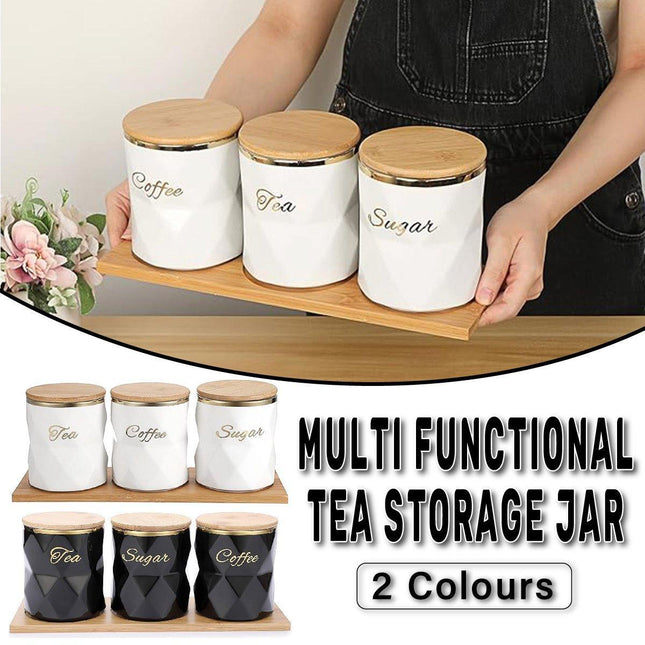 Ceramic Sealed Storage Jar Kitchen Spice Coffee Tea Container Airtight Canister