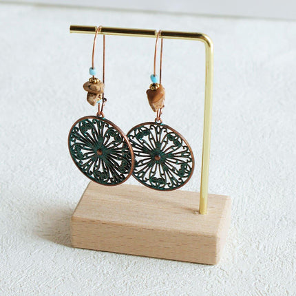 Bohemian Vintage Openwork Floral Round Earrings Elegant Jewelry Women Fashion