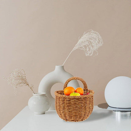 Imitation Rattan Woven Storage Basket Shelf Organizer Wash Rack for Home Decor