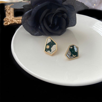 Asymmetric Sun Moon Star Earrings Women Trendy Matte Design Jewelry for Fashion