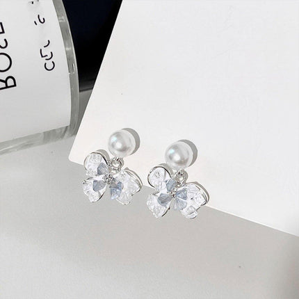 Luxury Crystal Butterfly Bow Earrings Elegant Dangle Fashion Jewelry Women