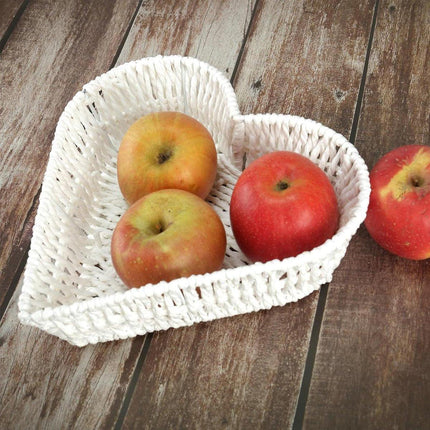 Woven Storage Basket Heart Shaped Bread Basket for Serving and Organizing Items