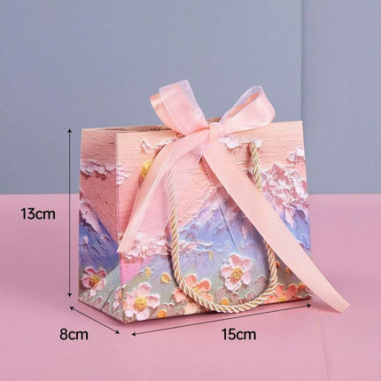 10pcs Oil Painting Gift Paper Bags for Birthday and Holiday Gift Packaging Tote