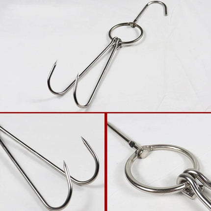 10PCS Stainless Steel Roast Duck Hooks Duty Double Hooks for Chicken Meat Goose