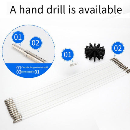 Pipe Cleaning Brush Nylon Head Rod Duct Cleaning Tool Solid Chimney Brush