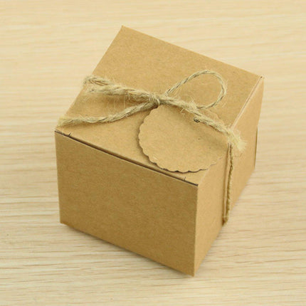 100pcs Vintage Kraft Paper Wedding Sugar Boxes Favors Gift Boxes Party Supplies