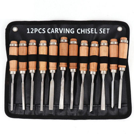 12 Wood Turning Lathe Chisel Woodworking Set - Aimall