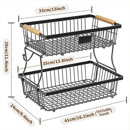 Household Double Layer Kitchen Storage Rack Removable Fruit Vegetable Organizer