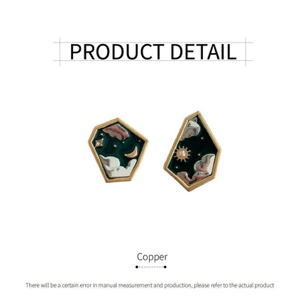 Asymmetric Sun Moon Star Earrings Women Trendy Matte Design Jewelry for Fashion