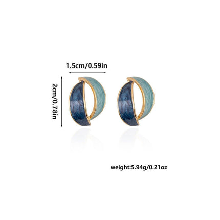 Elegant Blue Oil Drop Earrings Fashion Retro Style Jewelry Silver Needle