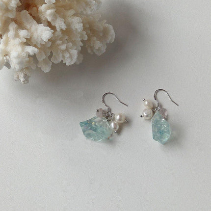 Ice Blue Pearl Earrings for Girls and Women Elegant Fashion Jewelry Gift Set